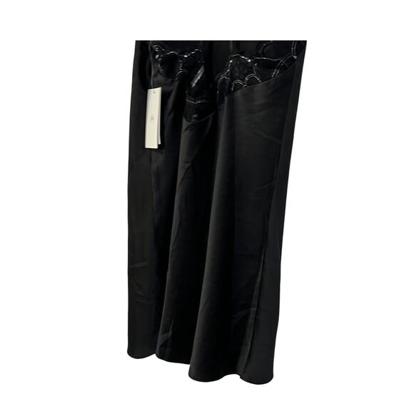 FLORA NIKROOZ WOMENS XSMALL GABBY SATIN LACE CHEMISE NIGHTGOWN BLACK NEW - Picture 9 of 13